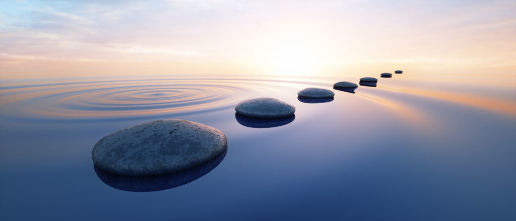 Pebbles in wide calm Ocean